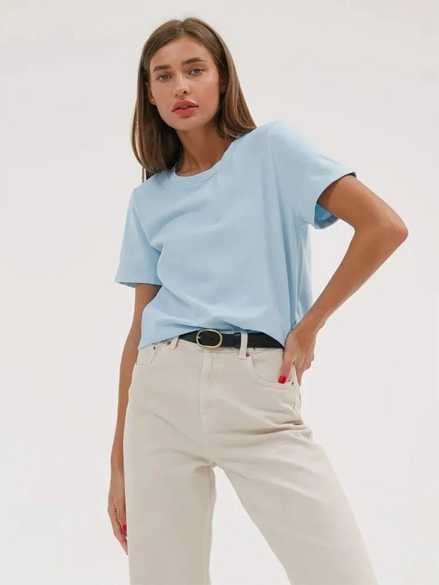 Basic T-shirt i bomull för kvinnor