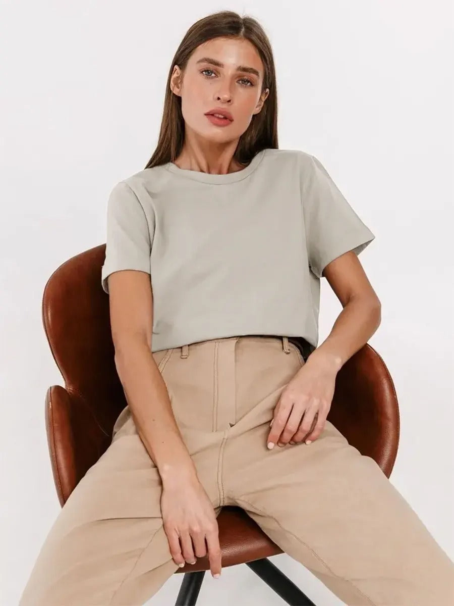 Basic T-shirt i bomull för kvinnor