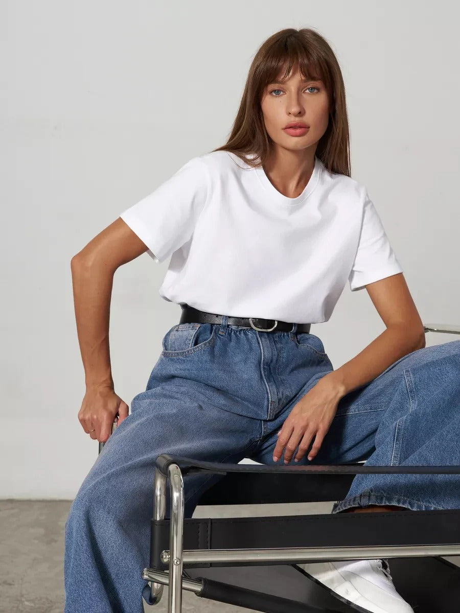 Basic T-shirt i bomull för kvinnor