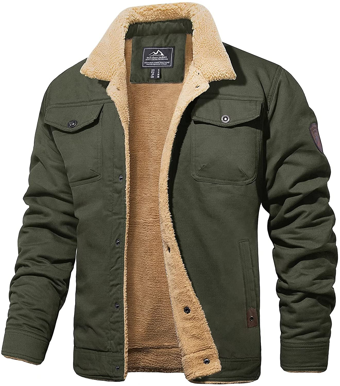 Variant image for Herr Vinterjacka Armygrön Sherpa-foder Vattenavvisande Robust Design-1