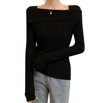 Stickad tröja med off shoulder för kvinnor