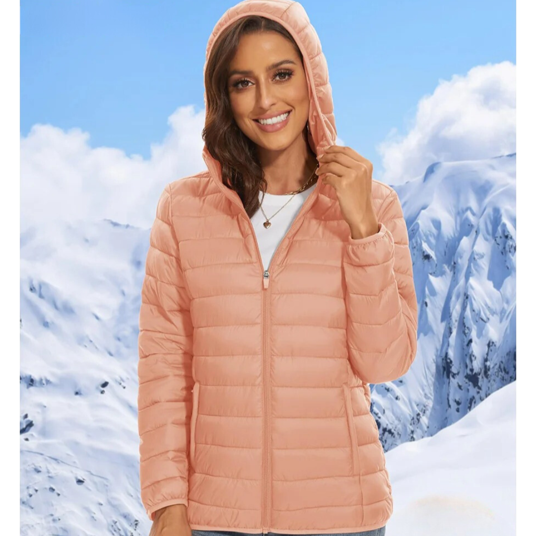 Lätt huva pufferjacka för kvinnor