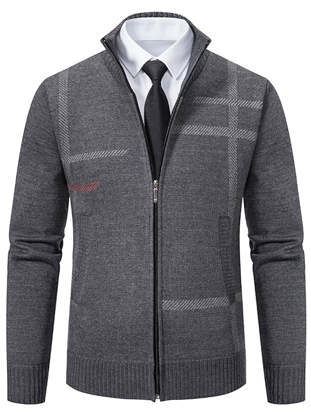 Herr Tröja Med Dragkedja Mjuk Stickad Akryl-3