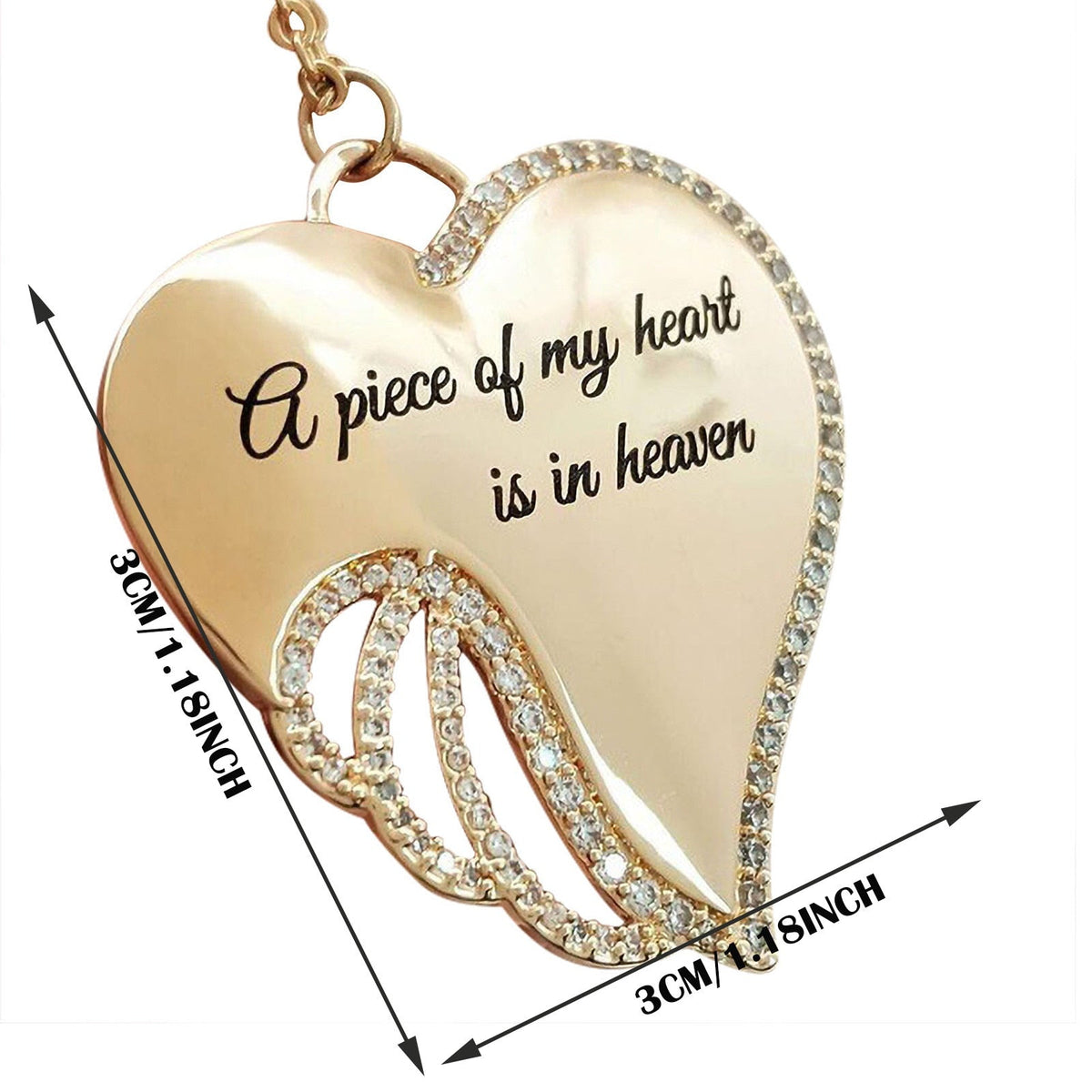 Ängel vinge hjärta halsband