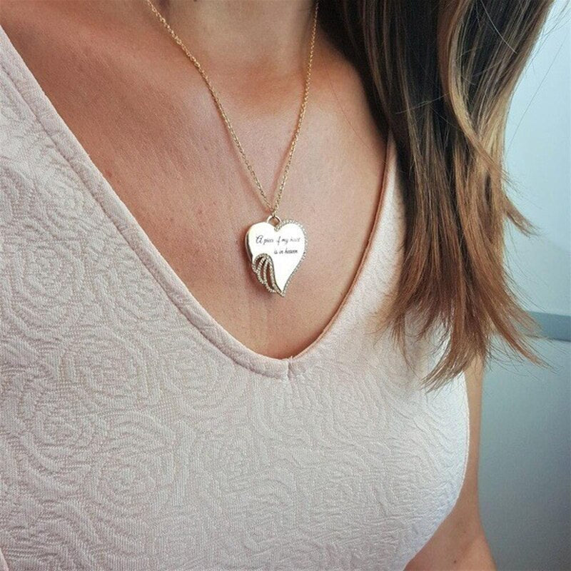 Ängel vinge hjärta halsband