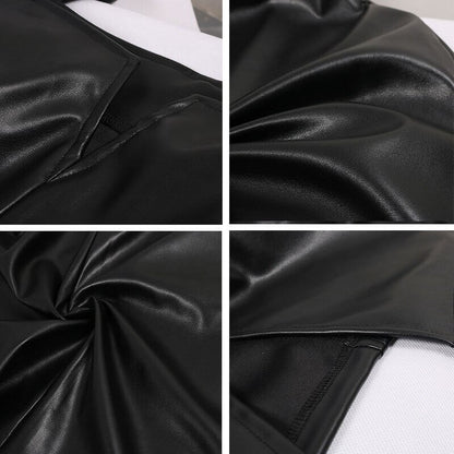 Svart bodycon läderstil klänning
