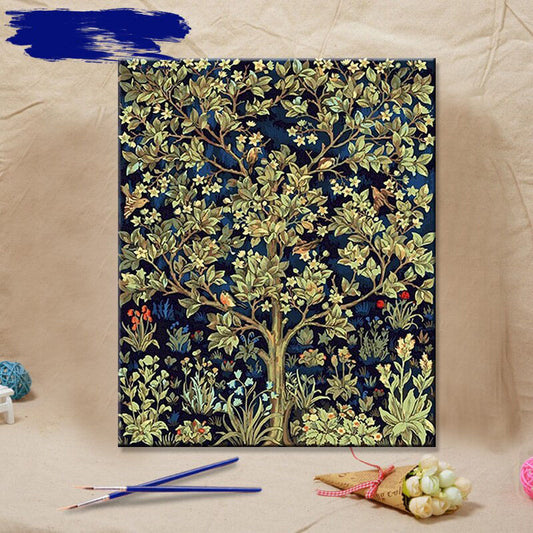 Green Tree Paint By Numbers-kit - Kreativitet för unga och gamla
