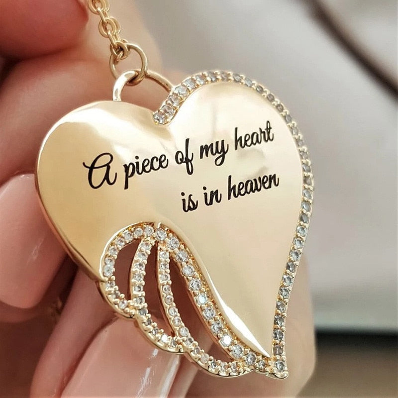 Ängel vinge hjärta halsband