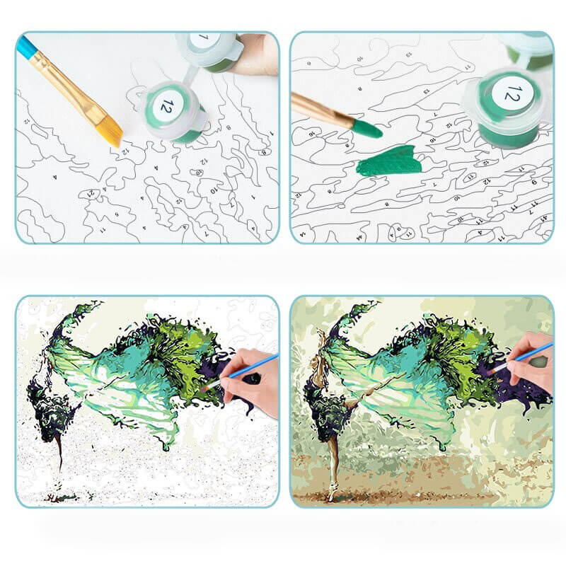 Green Tree Paint By Numbers-kit - Kreativitet för unga och gamla