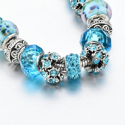 Blå kristall charm armband