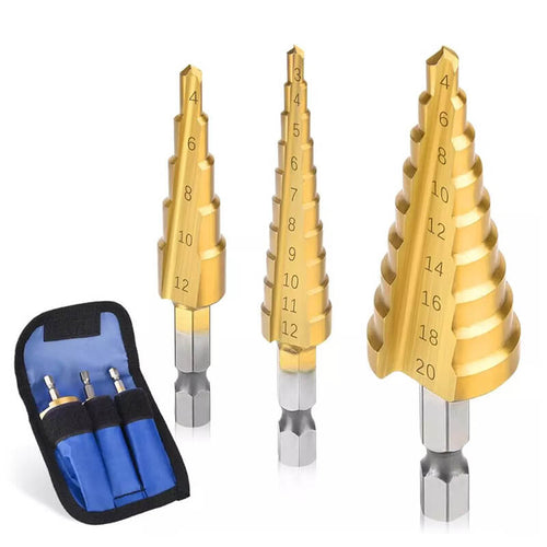 Set med titanbelagda borrkronor