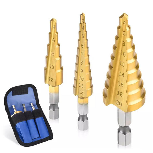 Set med titanbelagda borrkronor