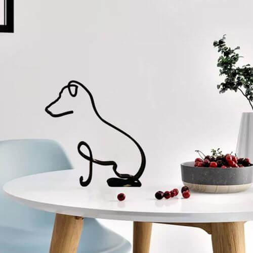 Minimalistisk hund konstskulptur