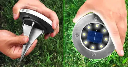 8 lysdioder utomhus Solar Disk Light