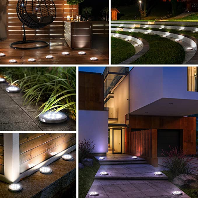 8 lysdioder utomhus Solar Disk Light