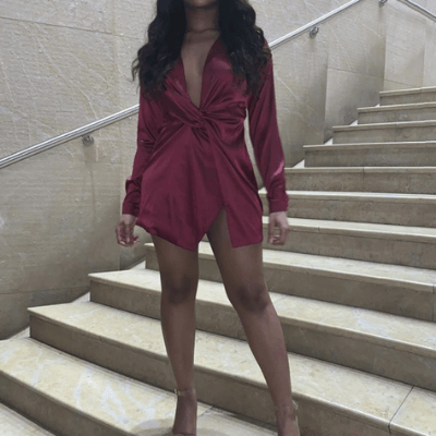 Sommarklänning i rosenröd Satin-stil