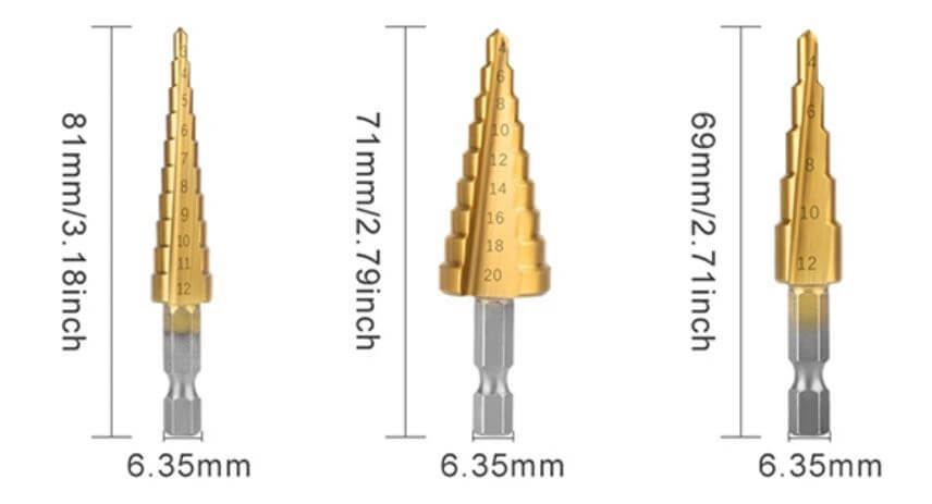 Set med titanbelagda borrkronor