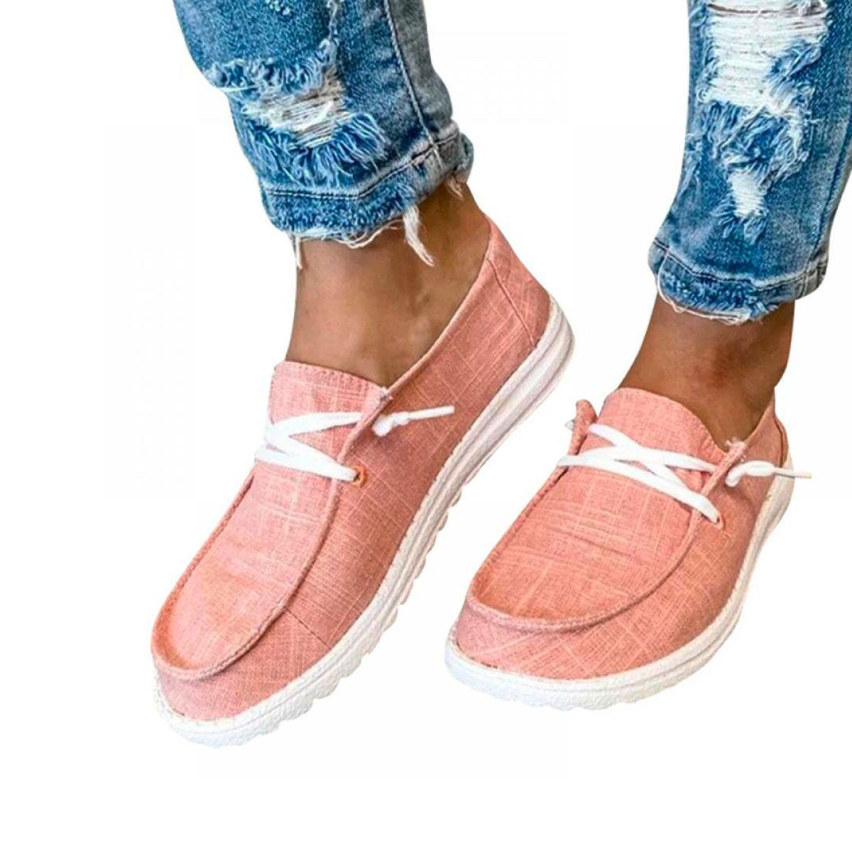 Kvinnors Canvas Lace-Up Loafers