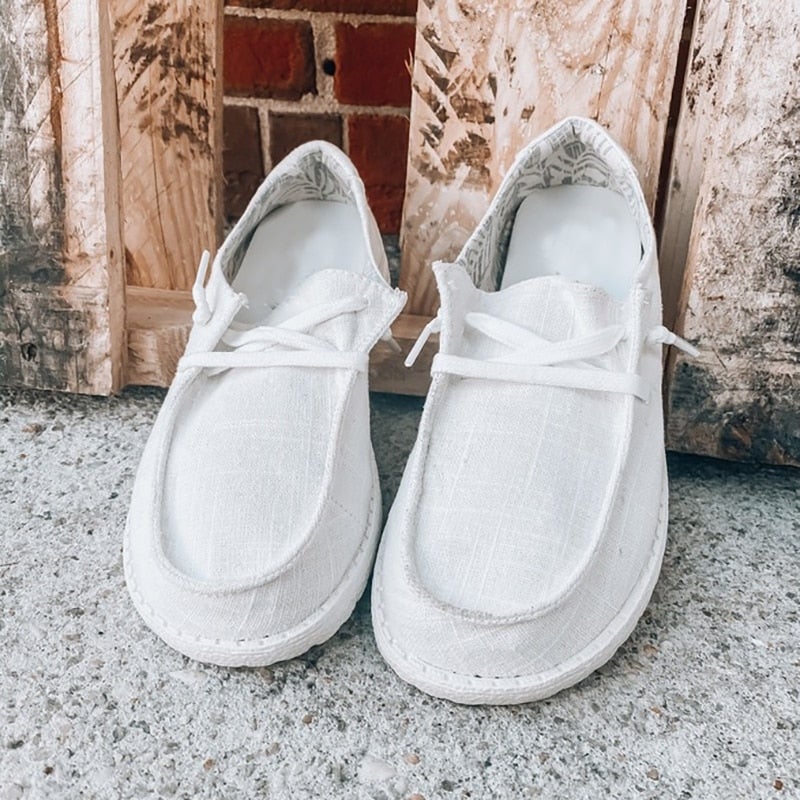 Kvinnors Canvas Lace-Up Loafers