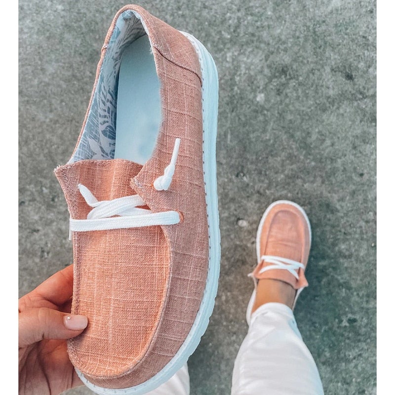 Kvinnors Canvas Lace-Up Loafers