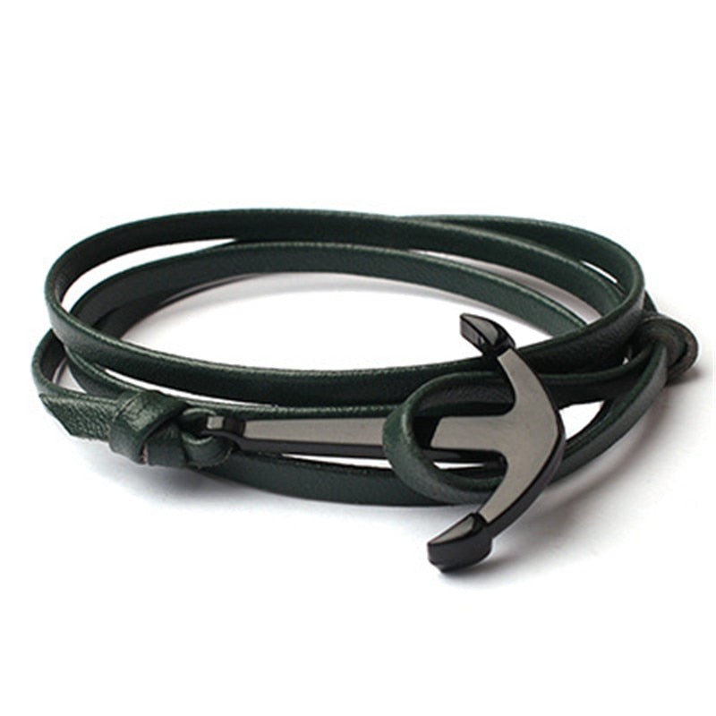 Läderstil för män med ankare armband