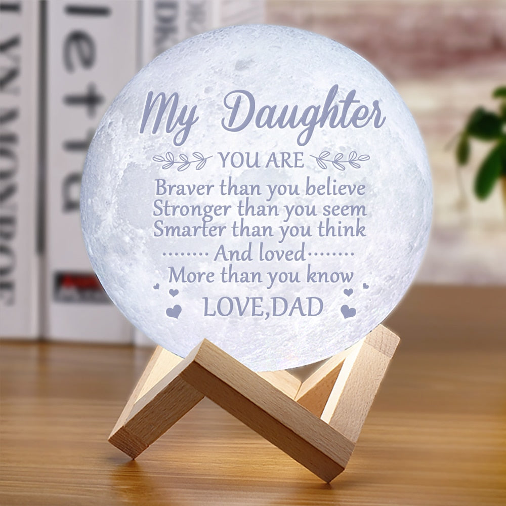 3D månlampa med text