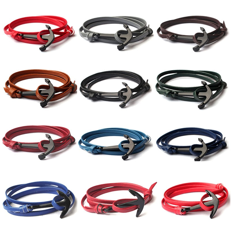 Läderstil för män med ankare armband