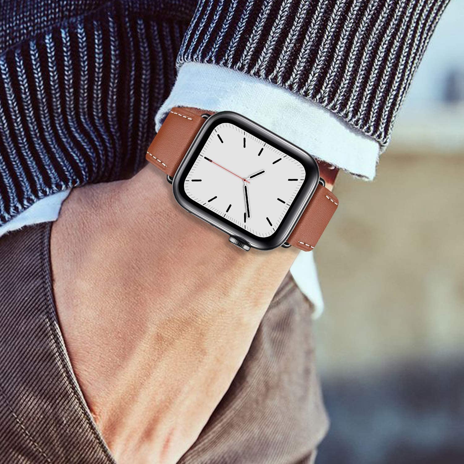 Apple watch syntetiskt läderrem