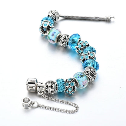 Blå kristall charm armband