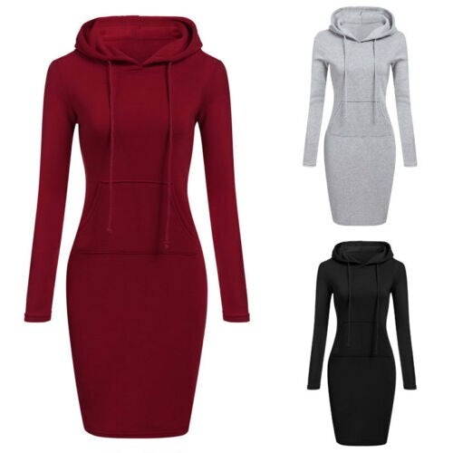 Slim Pullover Hoodie Klänning