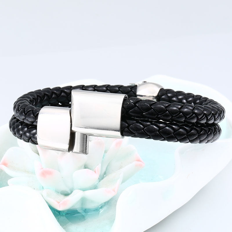 Stål Punk Skull läderstil armband