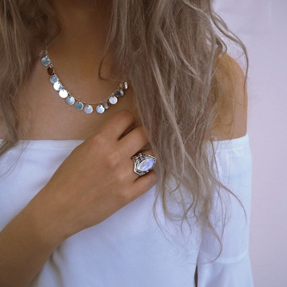 Bohemisk stil månsten ring
