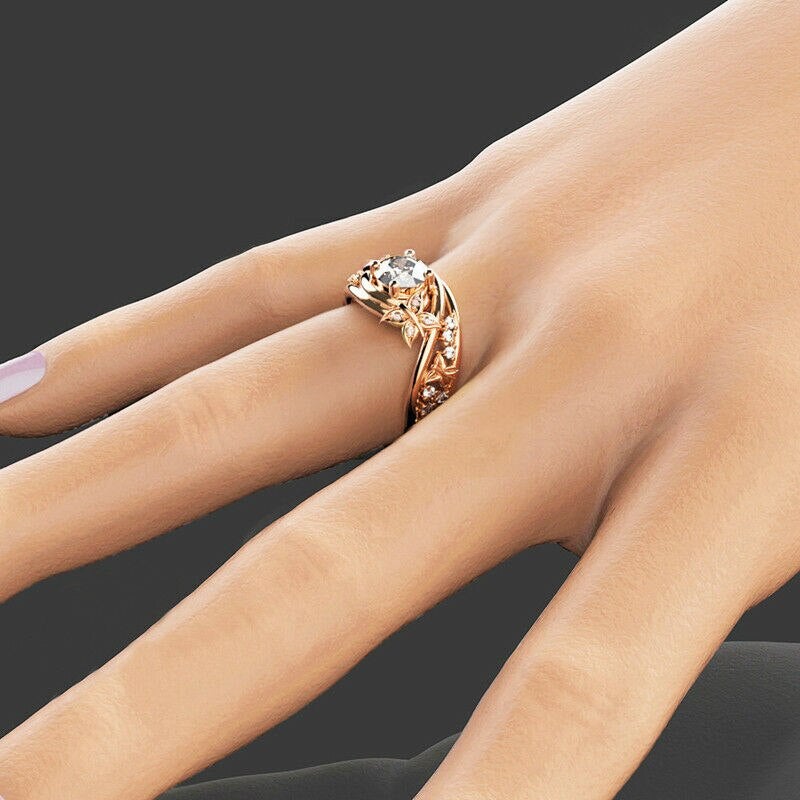 Hollow Rhinestones fjäril blomma ring