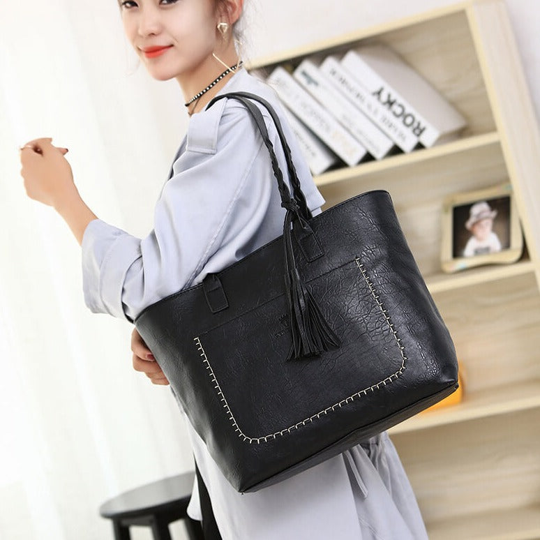 Skulderväska i läderstil för kvinnor