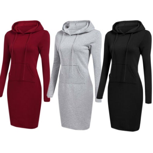 Slim Pullover Hoodie Klänning