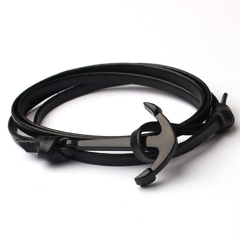 Läderstil för män med ankare armband