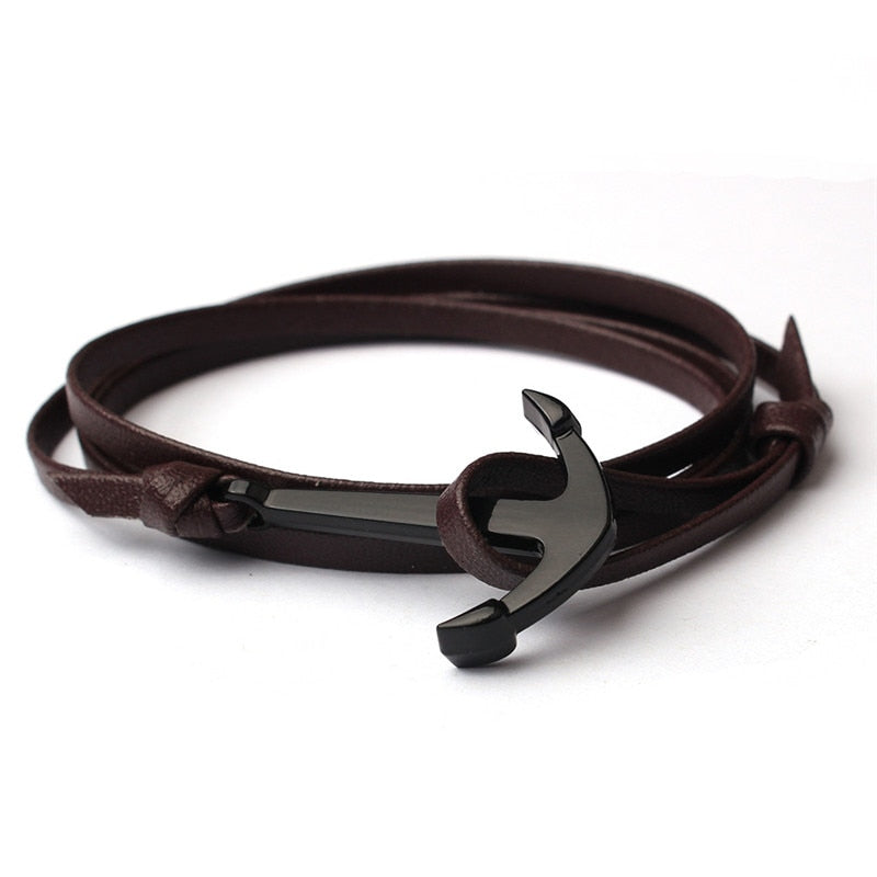 Läderstil för män med ankare armband