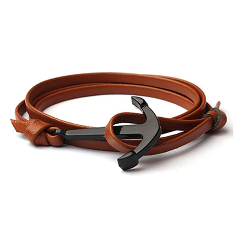 Läderstil för män med ankare armband