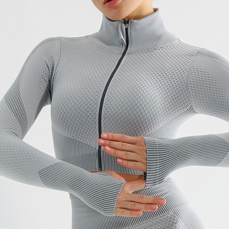 Yogatoppar utan sömmar med dragkedja