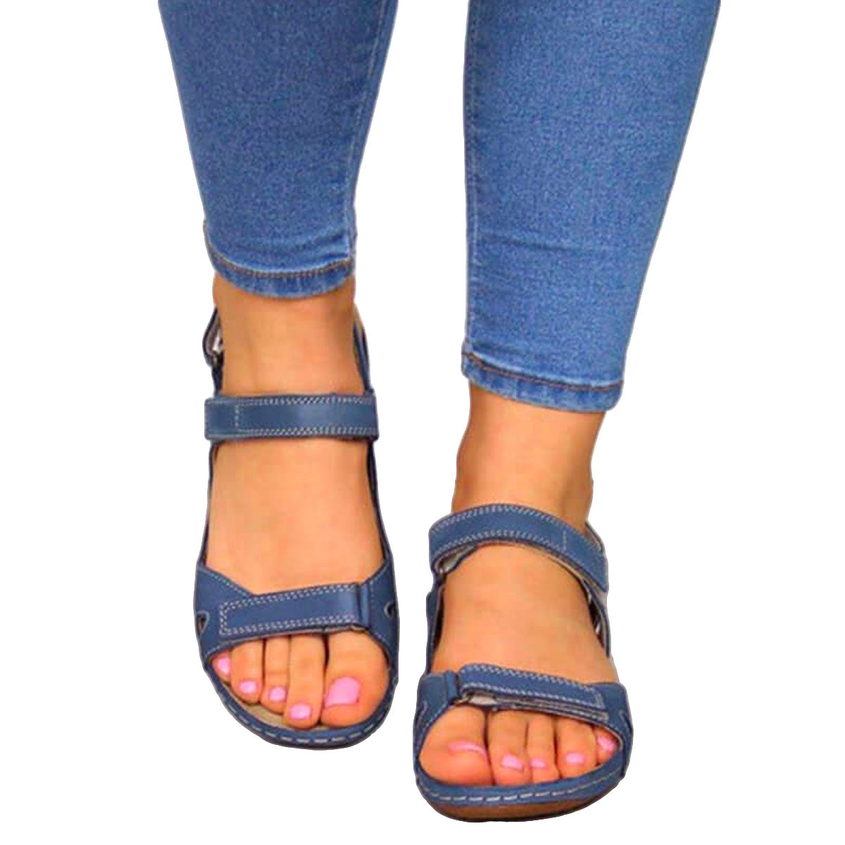 Sandaler med platt tå och kardborreband