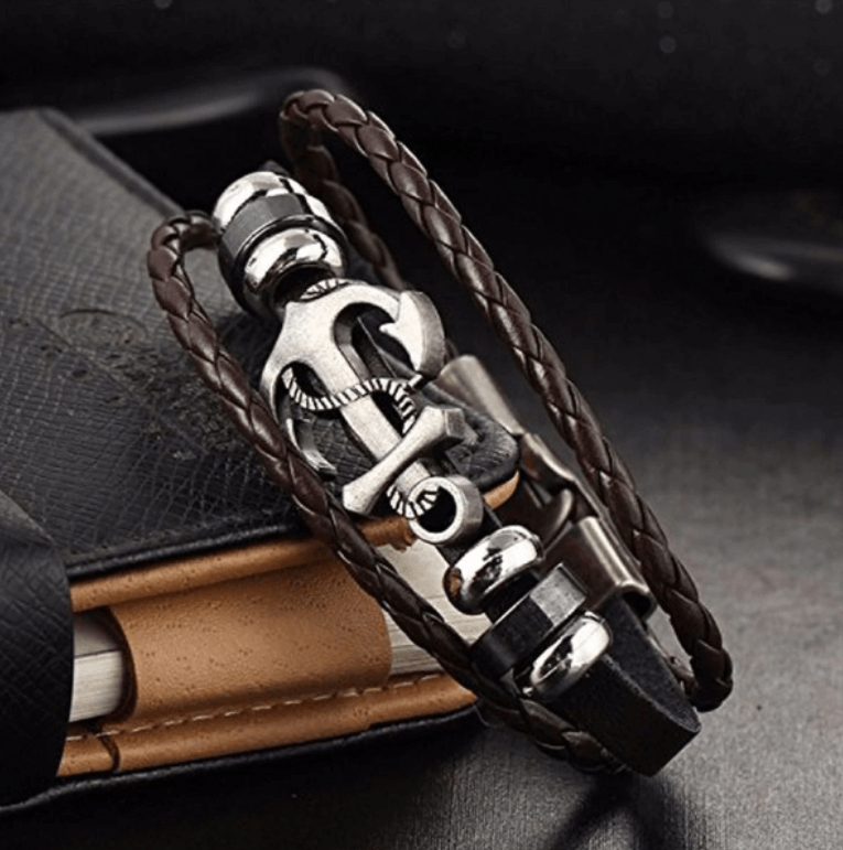 Ankare läderstil armband
