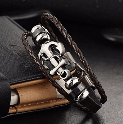 Ankare läderstil armband