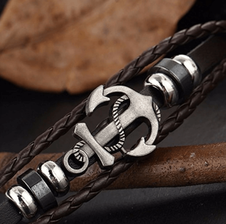 Ankare läderstil armband