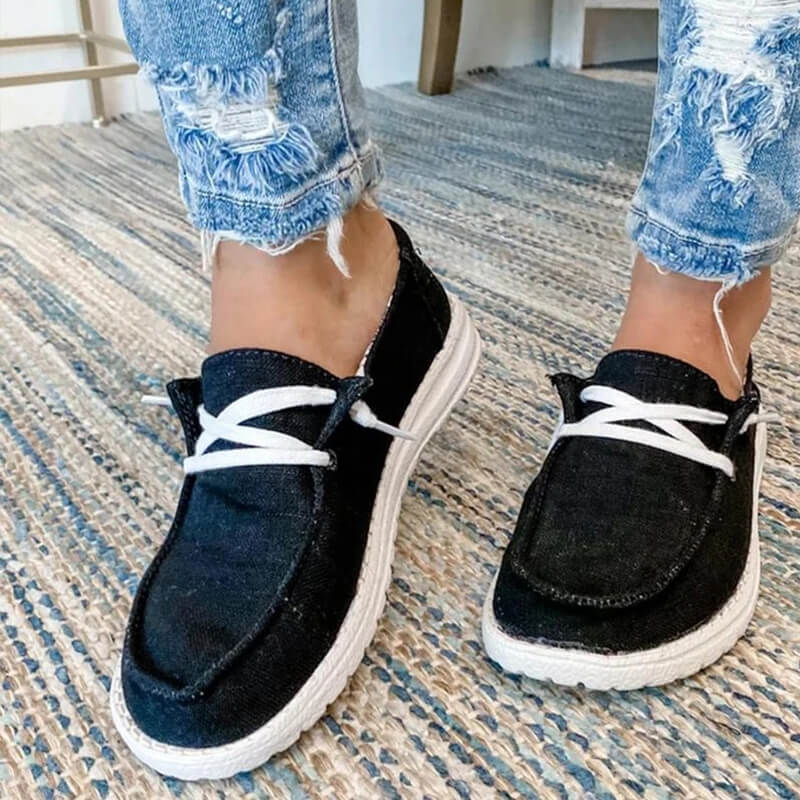 Kvinnors Canvas Lace-Up Loafers