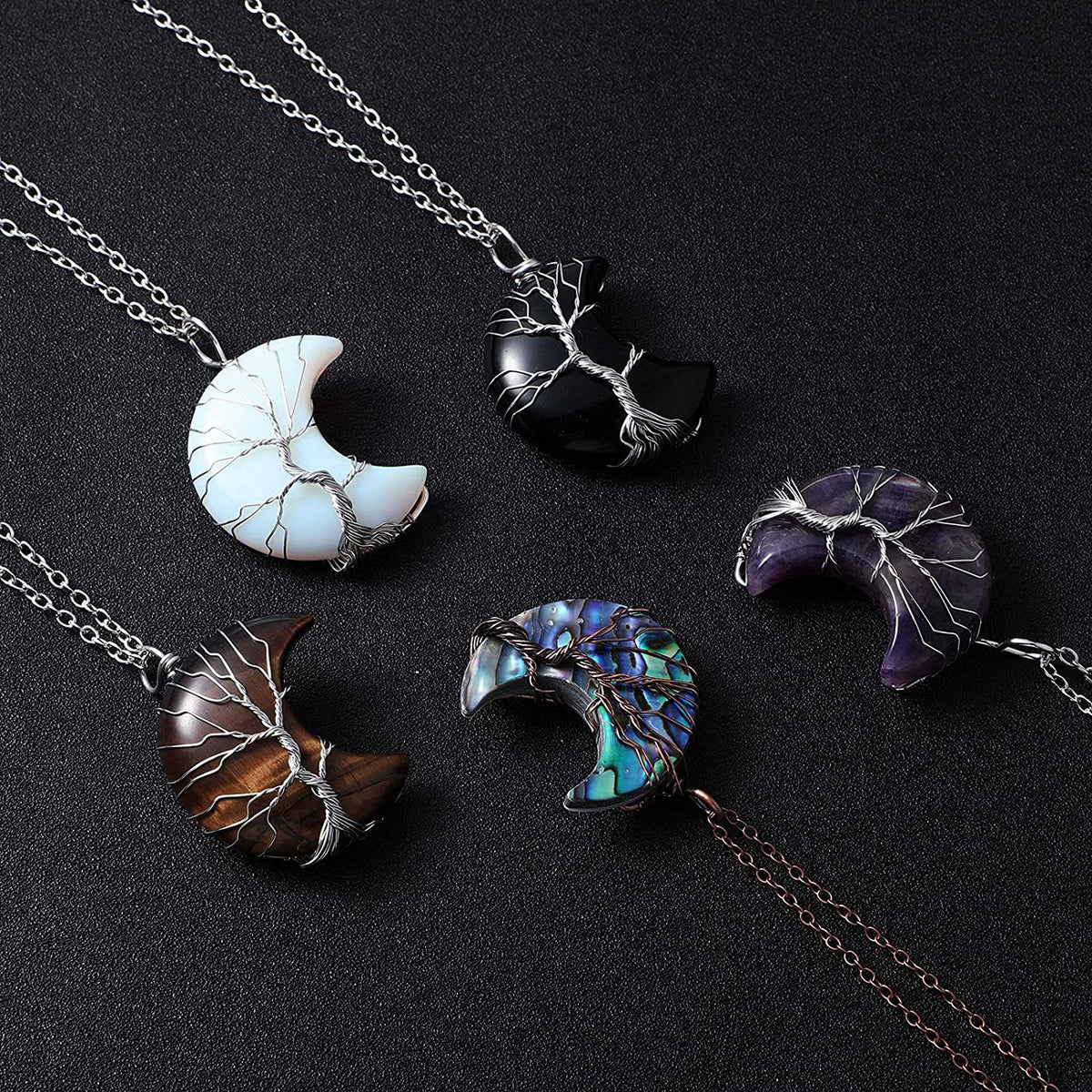 Livets träd och halvmåne halsband