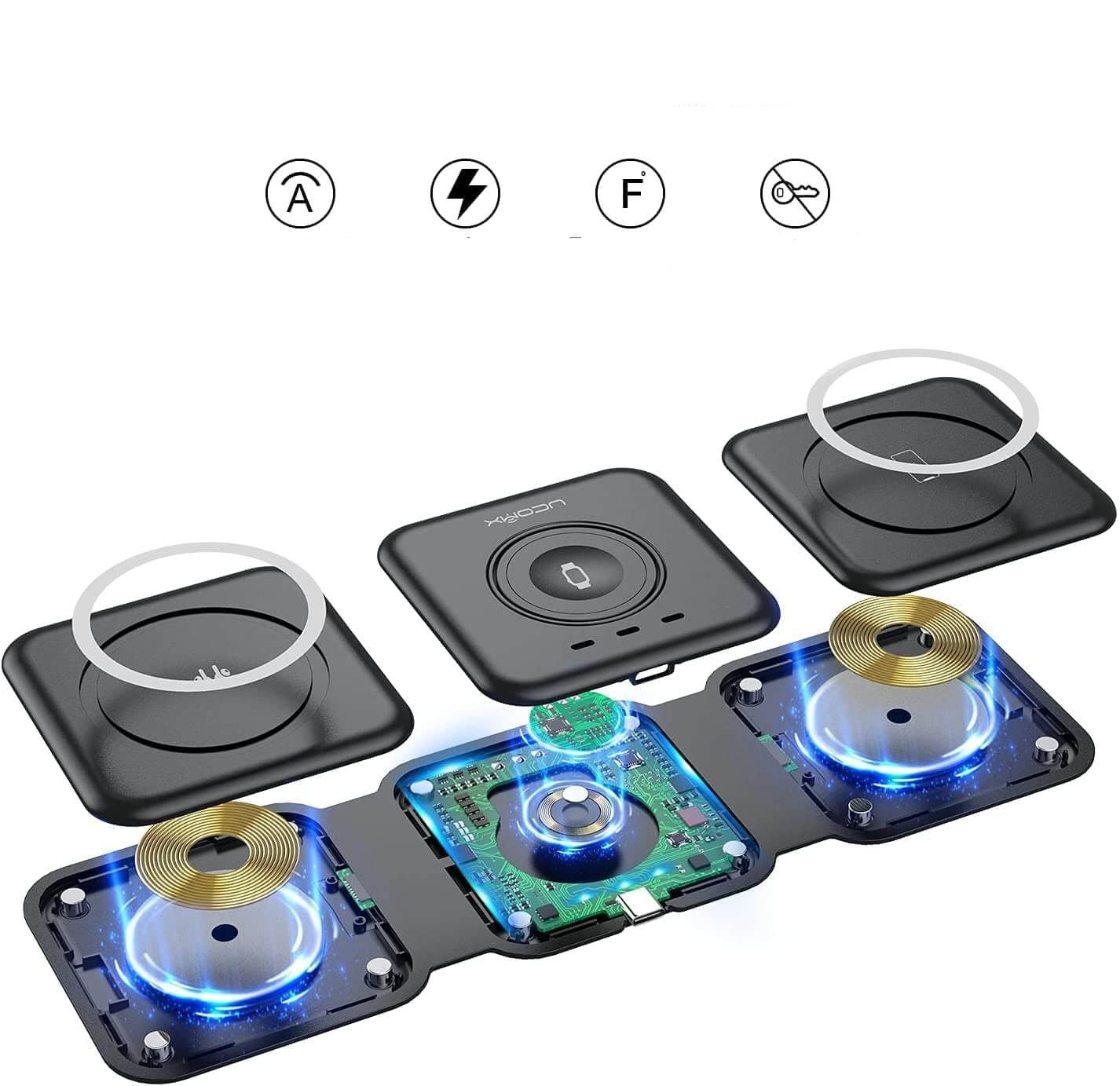 Vikbar magnetisk trådlös laddare