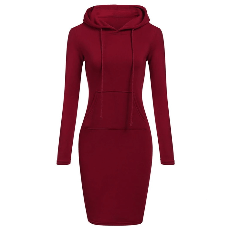 Slim Pullover Hoodie Klänning