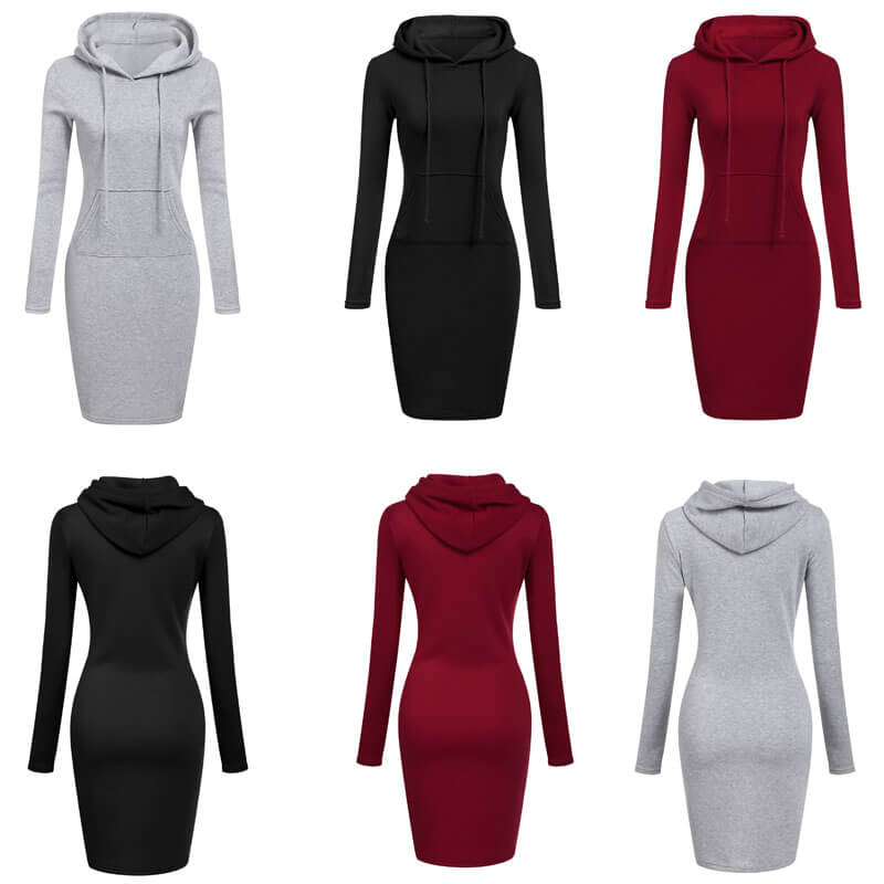 Slim Pullover Hoodie Klänning