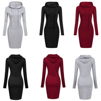 Slim Pullover Hoodie Klänning