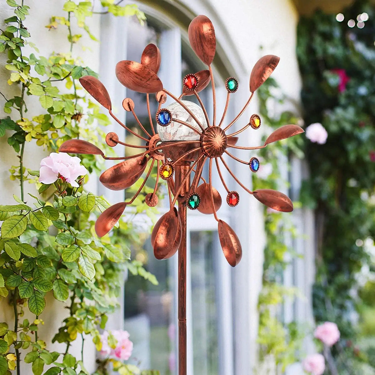 Solcellsdrivna glas boll vind spinner
